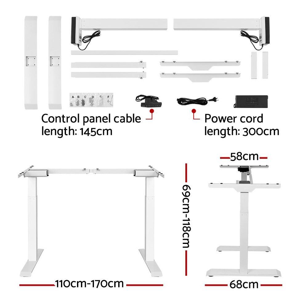 Artiss Standing Desk Motorised Sit Stand Table Riser Electric Computer Laptop Desks Dual Motors 140cm - John Cootes