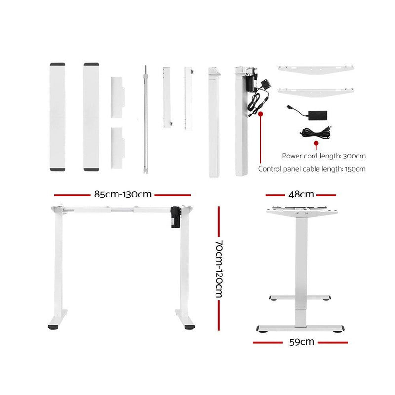 Artiss Standing Desk Sit Stand Motorised Height Adjustable Frame Only White - John Cootes