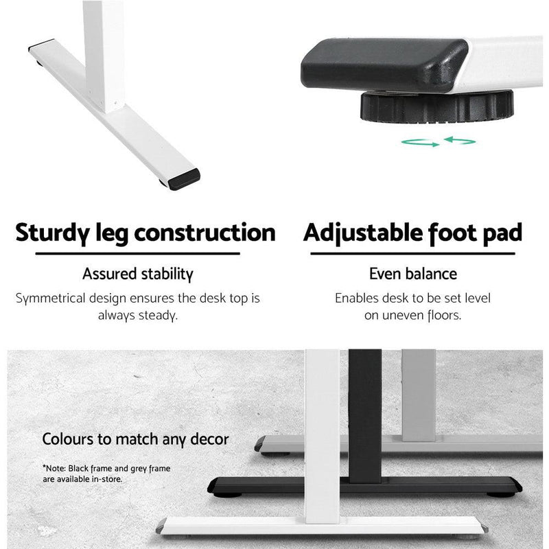 Artiss Standing Desk Sit Stand Motorised Height Adjustable Frame Only White - John Cootes