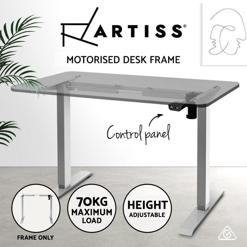Artiss Standing Desk Sit Stand Riser Height Adjustable Motorised Frame Only Grey - John Cootes