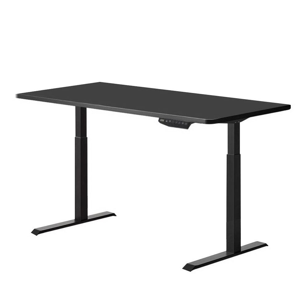 Artiss Standing Desk Sit Stand Riser Motorised Electric Computer Laptop Table Height Adjustable Dual Motor Black - John Cootes