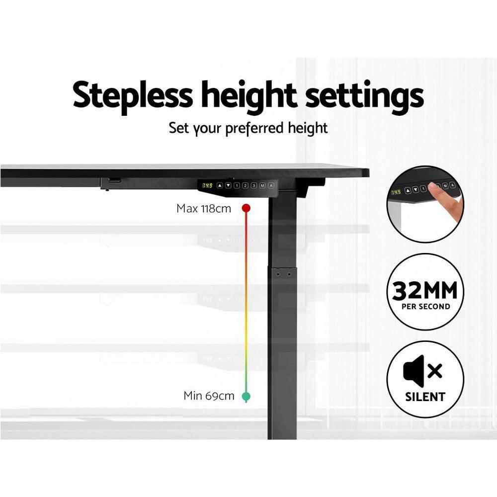 Artiss Standing Desk Sit Stand Riser Motorised Electric Computer Laptop Table Height Adjustable Dual Motor Black - John Cootes