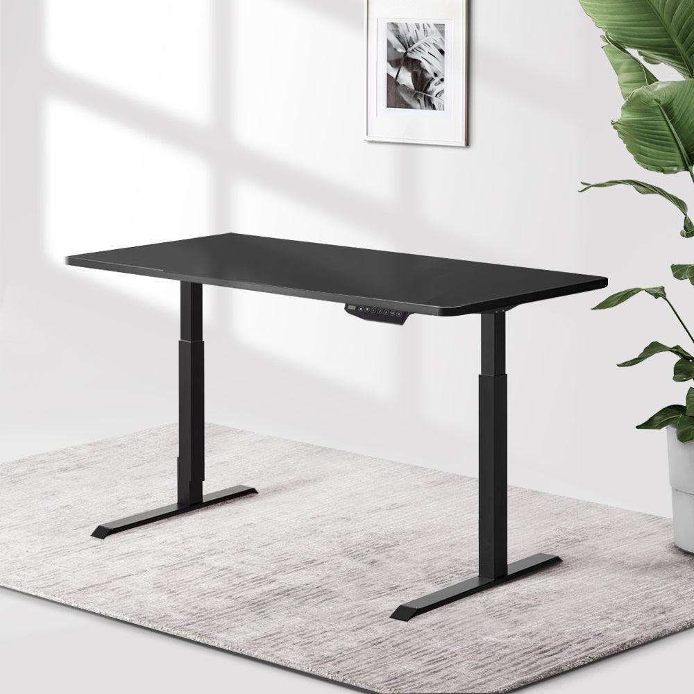 Artiss Standing Desk Sit Stand Riser Motorised Electric Computer Laptop Table Height Adjustable Dual Motor Black - John Cootes