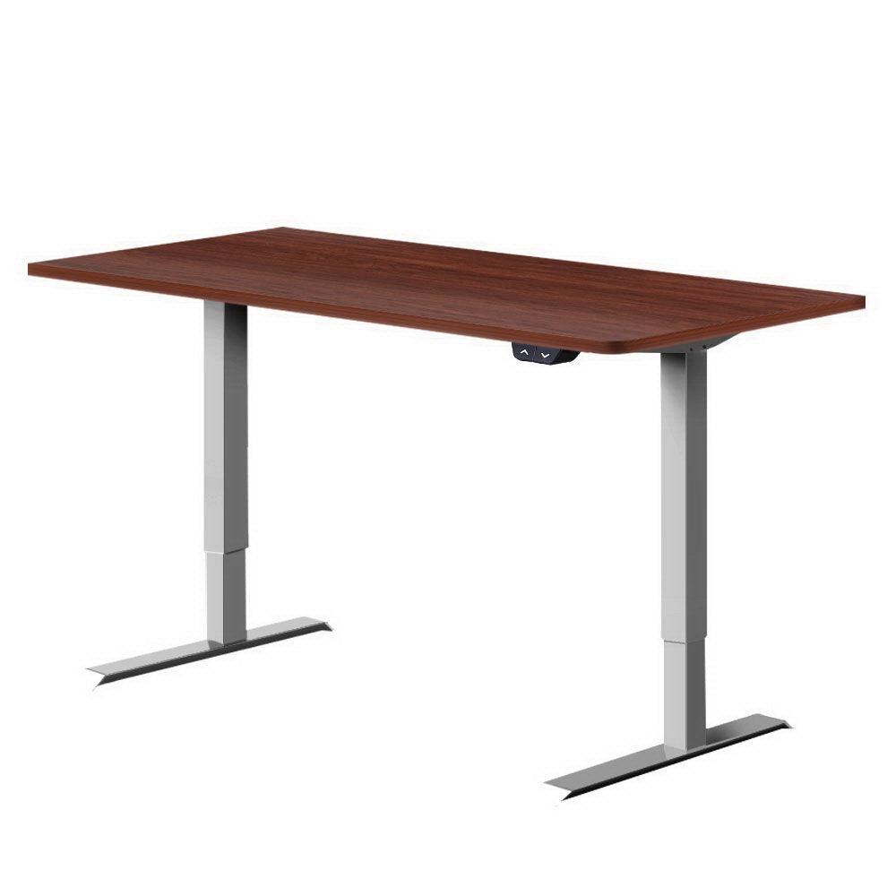 Artiss Standing Desk Sit Stand Table Height Adjustable Motorised Electric Grey Frame 120cm Walnut - John Cootes