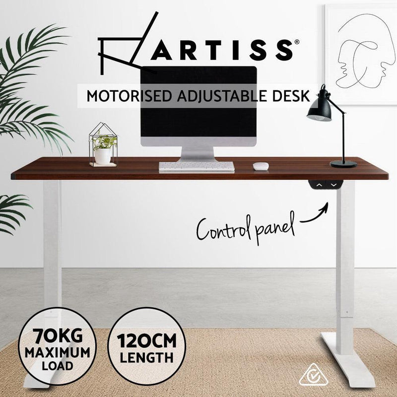 Artiss Standing Desk Sit Stand Table Riser Motorised Electric Height Adjustable Computer Laptop Table Home Office White Frame - John Cootes