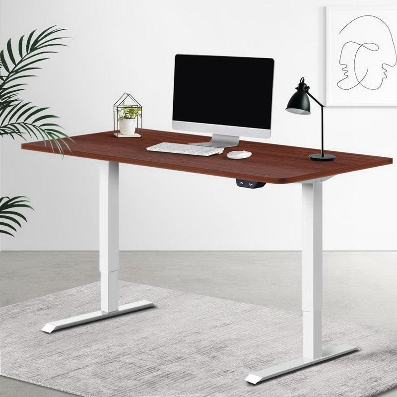 Artiss Standing Desk Sit Stand Table Riser Motorised Electric Height Adjustable Computer Laptop Table Home Office White Frame - John Cootes