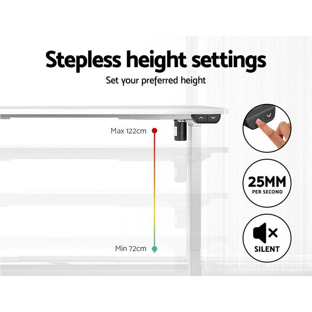 Artiss Standing Desk Sit Stand Table Riser Motorised Height Adjustable Computer Laptop Desks Stand 120cm White - John Cootes