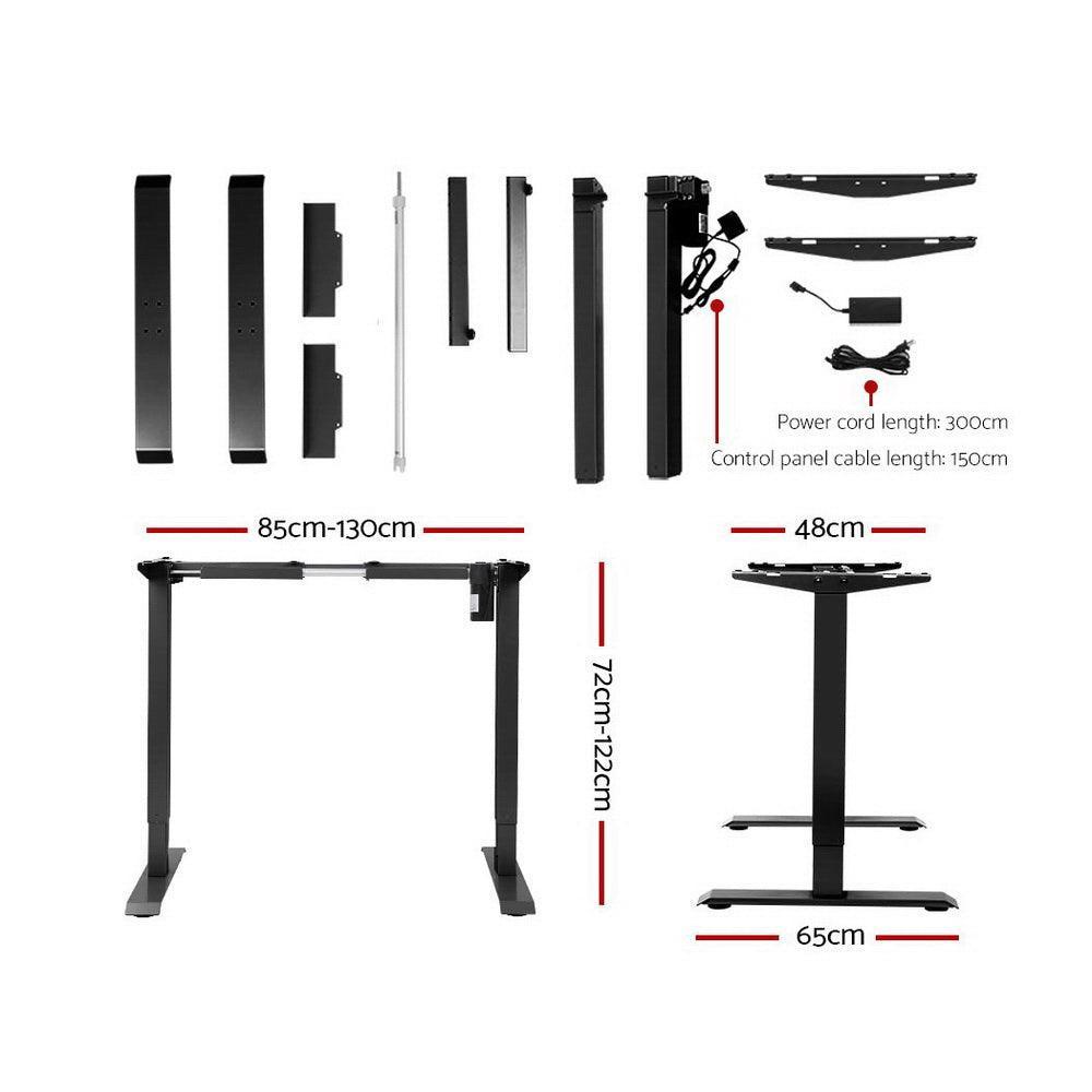 Artiss Standing Desk Sit Stand Up Riser Height Adjustable Motorised Electric Computer Laptop Table Black - John Cootes