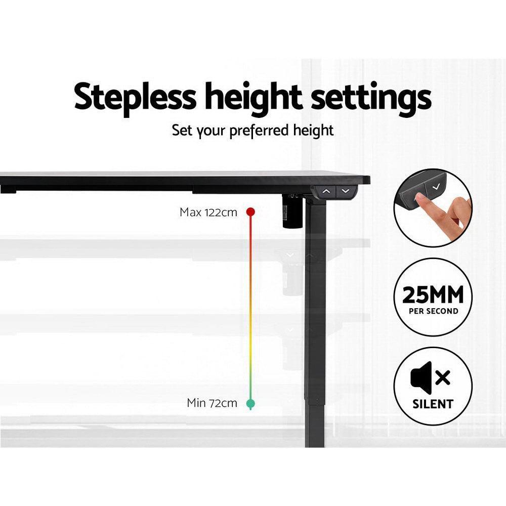 Artiss Standing Desk Sit Stand Up Riser Height Adjustable Motorised Electric Computer Laptop Table Black - John Cootes