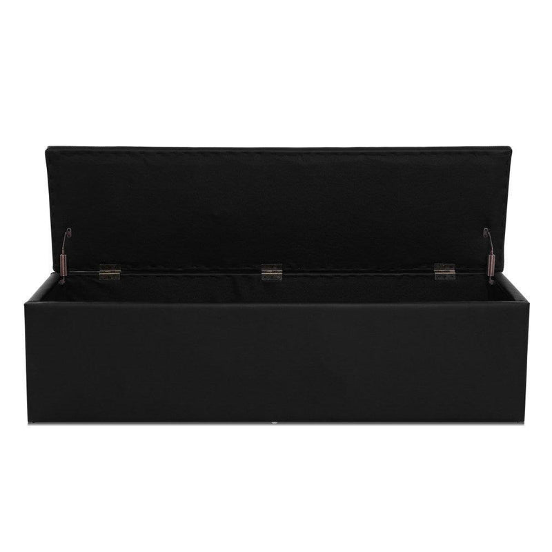 Artiss Storage Ottoman Blanket Box Black LARGE Leather Rest Chest Toy Foot Stool - John Cootes