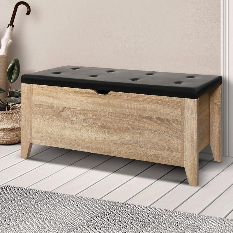 Artiss Storage Ottoman Blanket Box Leather Bench Foot Stool Chest Toy Oak Couch - John Cootes