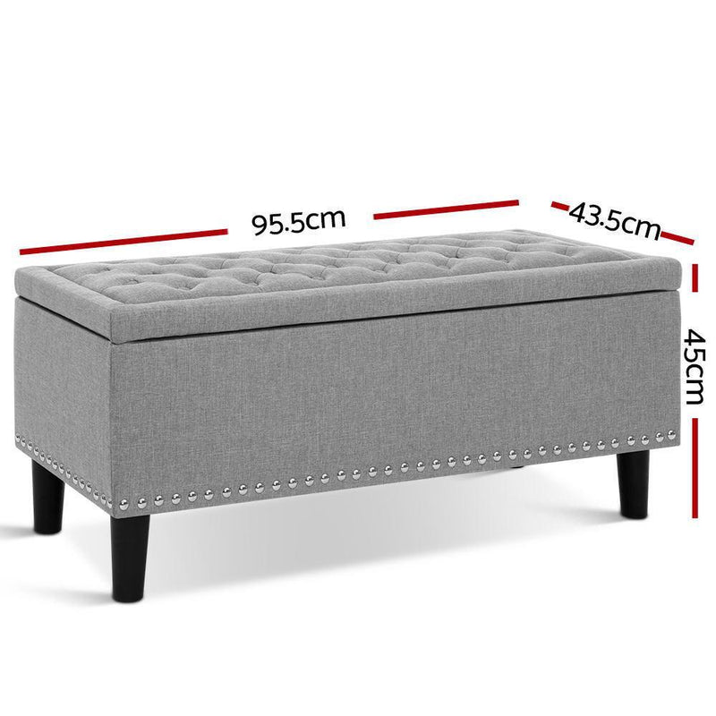 Artiss Storage Ottoman Blanket Box Linen Fabric Chest Foot Stool Toy Bench Grey - John Cootes