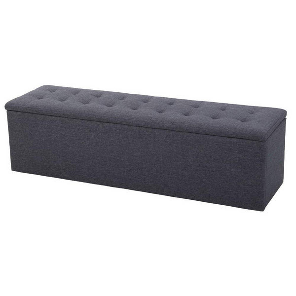 Artiss Storage Ottoman Blanket Box Linen Foot Stool Rest Chest Couch Grey - John Cootes