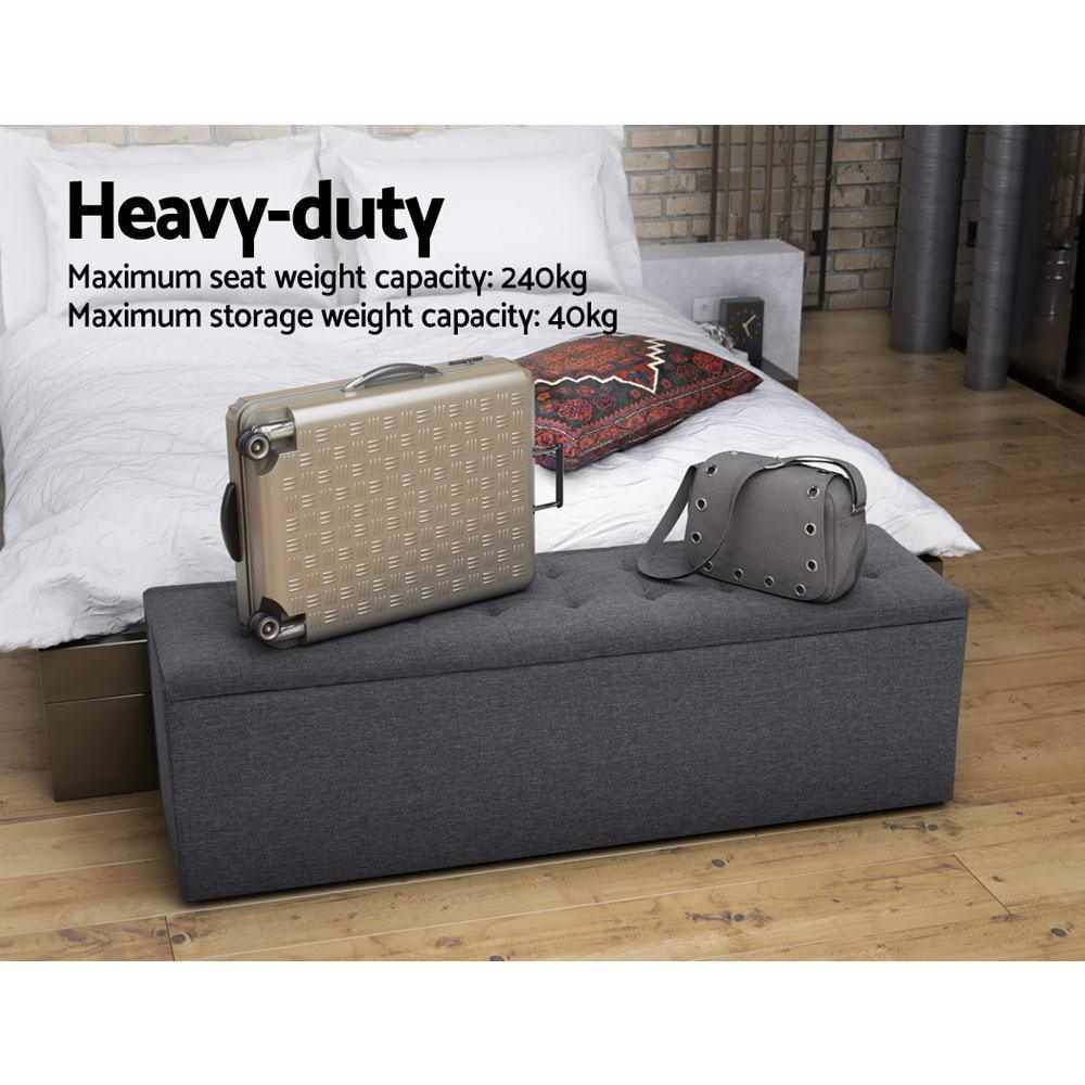 Artiss Storage Ottoman Blanket Box Linen Foot Stool Rest Chest Couch Grey - John Cootes