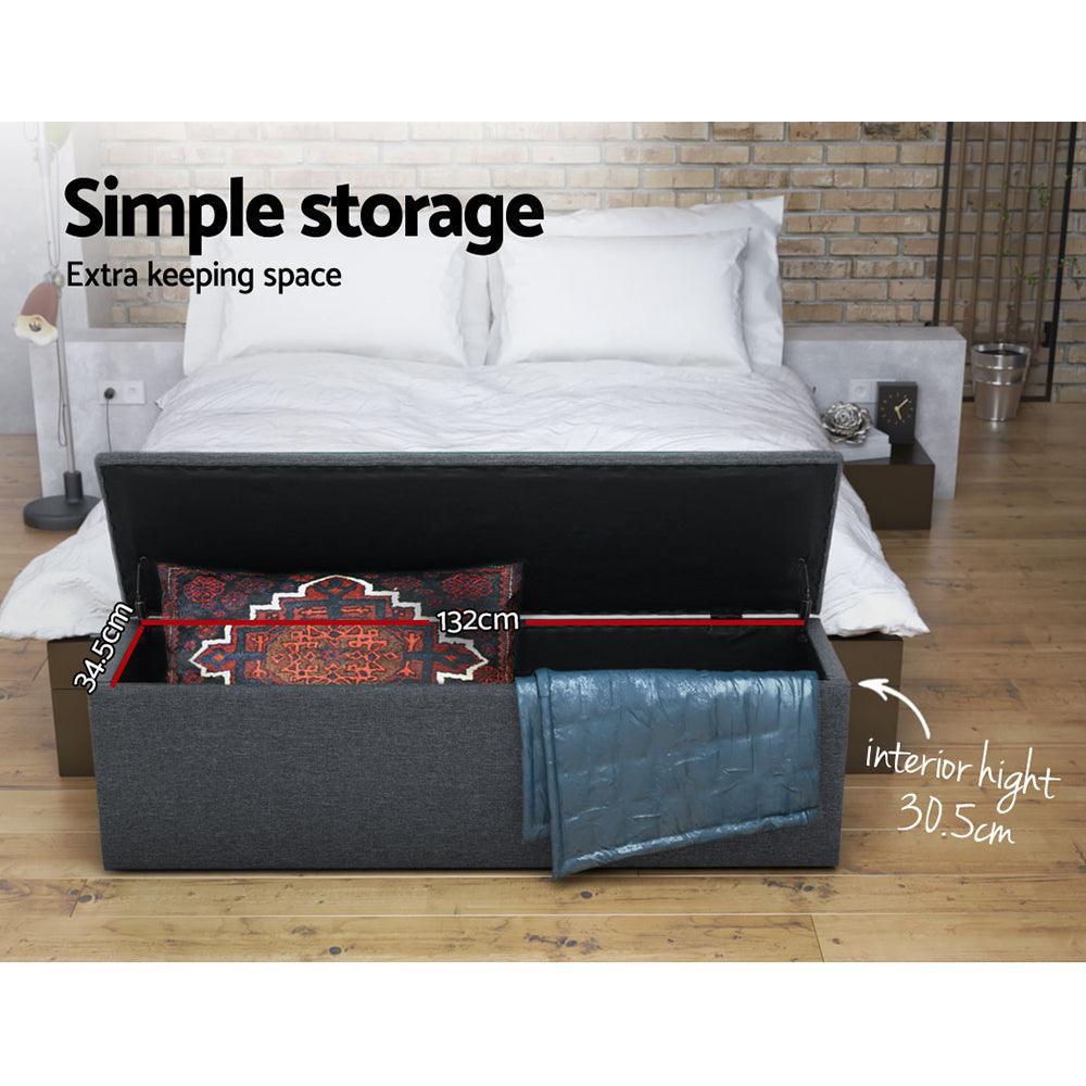 Buy Artiss Storage Ottoman Blanket Box 126cm Linen Fabric Arm Foot Stool  Couch Large at Barbeques Galore.