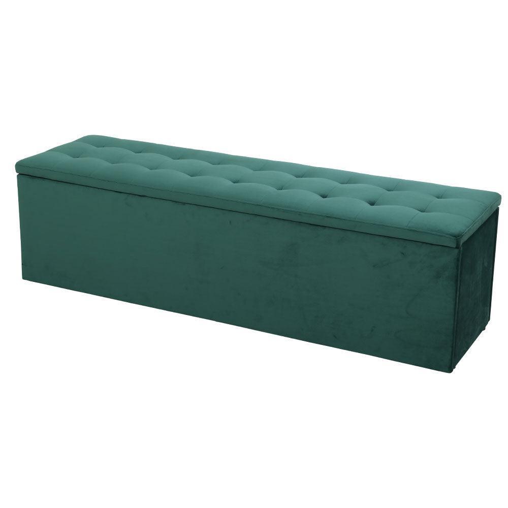 Artiss Storage Ottoman Blanket Box Velvet Foot Stool Rest Chest Couch Green - John Cootes