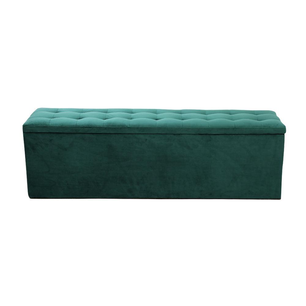 Artiss Storage Ottoman Blanket Box Velvet Foot Stool Rest Chest Couch Green - John Cootes