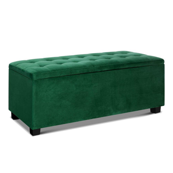 Artiss Storage Ottoman Blanket Box Velvet Foot Stool Rest Chest Couch Toy Green - John Cootes