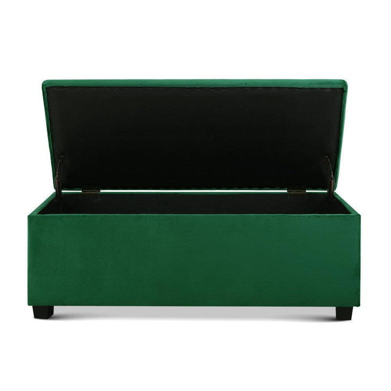 Artiss Storage Ottoman Blanket Box Velvet Foot Stool Rest Chest Couch Toy Green - John Cootes