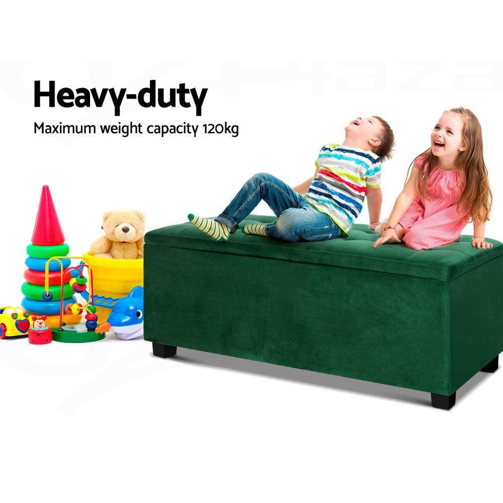 Artiss Storage Ottoman Blanket Box Velvet Foot Stool Rest Chest Couch Toy Green - John Cootes