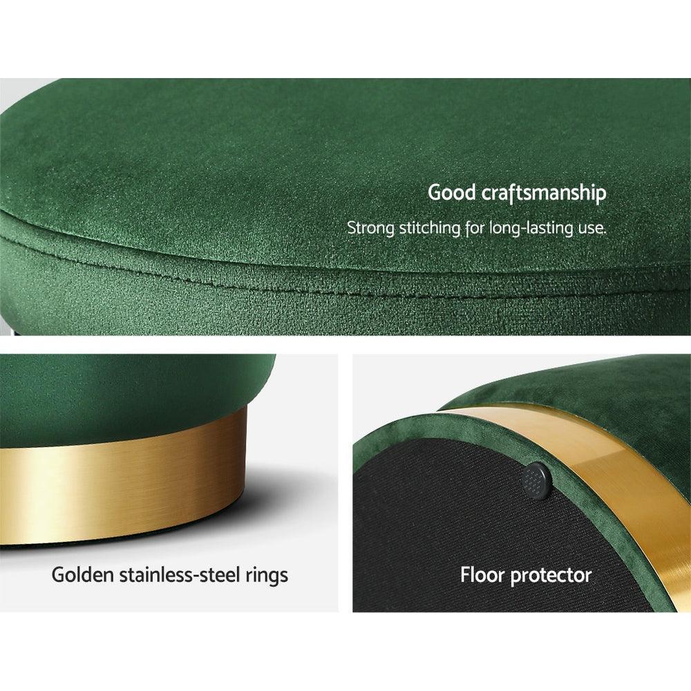 Artiss Storage Ottoman Foot Stool Round Velvet Foot Rest Pouffe Footstool Green - John Cootes