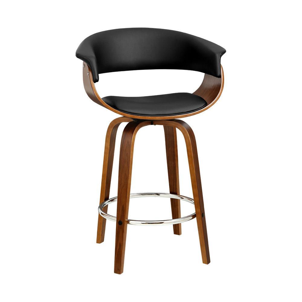 Artiss Swivel PU Leather Bar Stool - Wood and Black - John Cootes