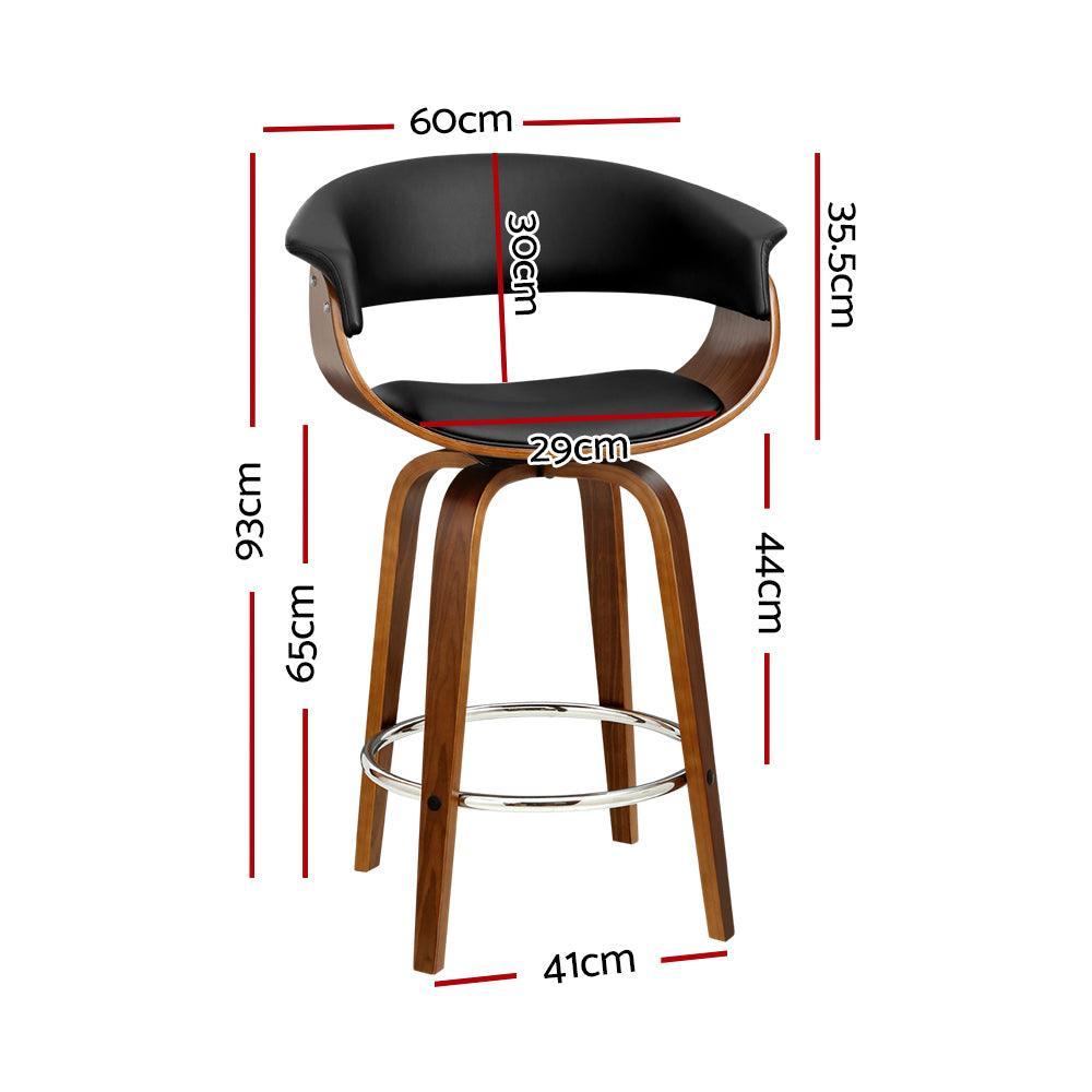 Artiss Swivel PU Leather Bar Stool - Wood and Black - John Cootes