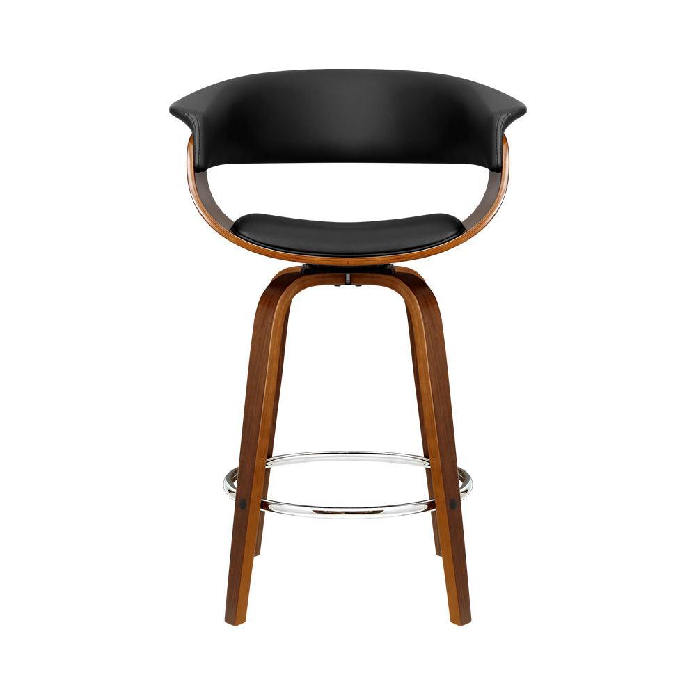 Artiss Swivel PU Leather Bar Stool - Wood and Black - John Cootes