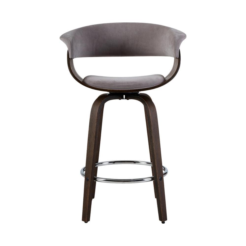 Artiss Swivel PU Suede Bar Stool - Wood and Grey - John Cootes