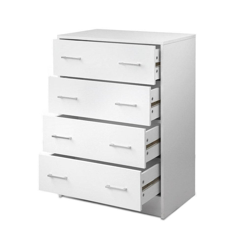 Artiss Tallboy 4 Drawers Storage Cabinet - White - John Cootes