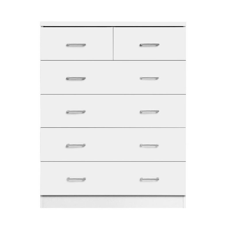 Artiss Tallboy Dresser Table 6 Chest of Drawers Cabinet Bedroom Storage White - John Cootes