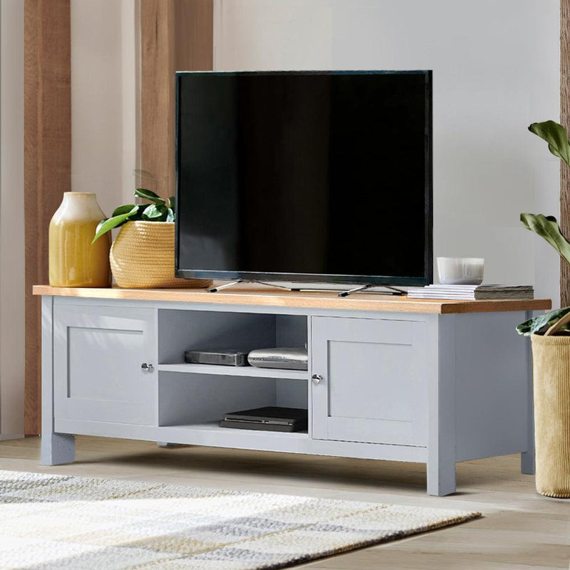 Artiss TV Cabinet Entertainment Unit Stand French Provincial Storage Shelf Wooden 130cm Grey - John Cootes