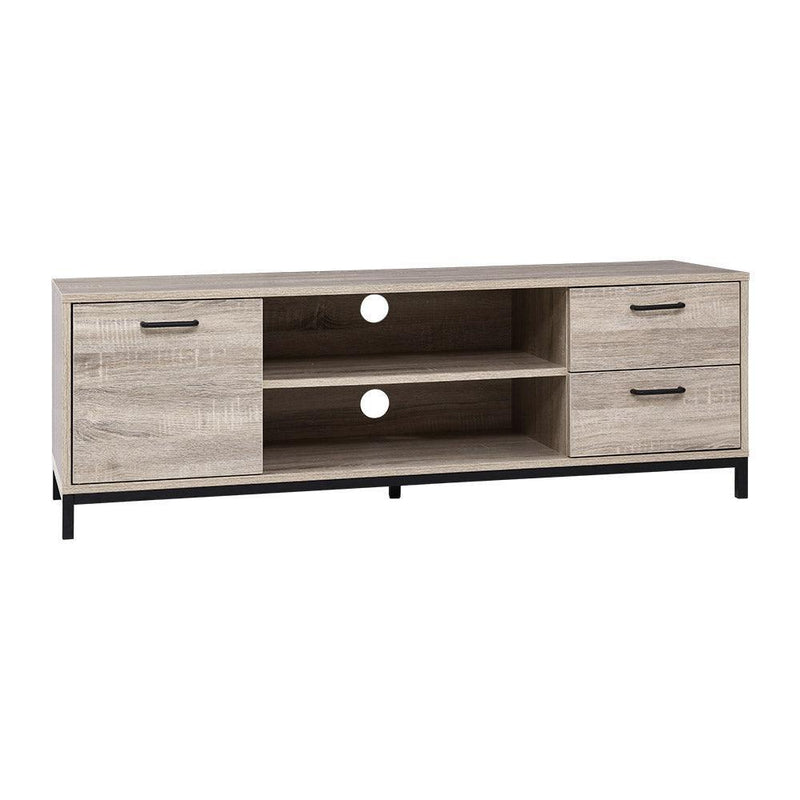 Artiss TV Cabinet Entertainment Unit Stand Industrial Wooden Metal Frame 132cm Oak - John Cootes