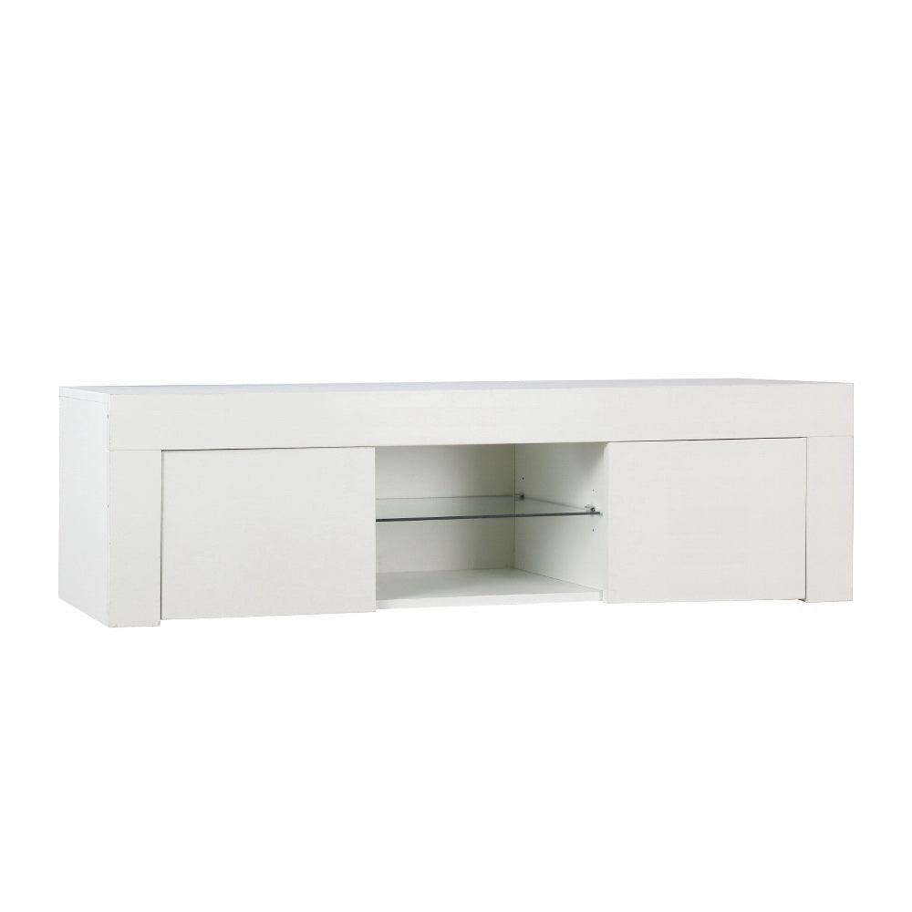 Artiss TV Cabinet Entertainment Unit Stand RGB LED Gloss Furniture 130cm White - John Cootes