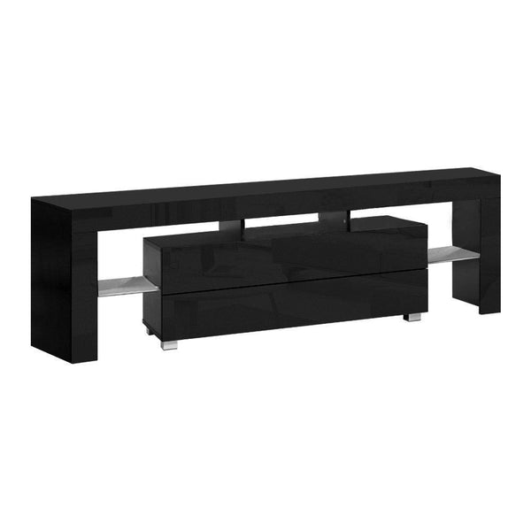 Artiss TV Cabinet Entertainment Unit Stand RGB LED Gloss Furniture 160cm Black - John Cootes