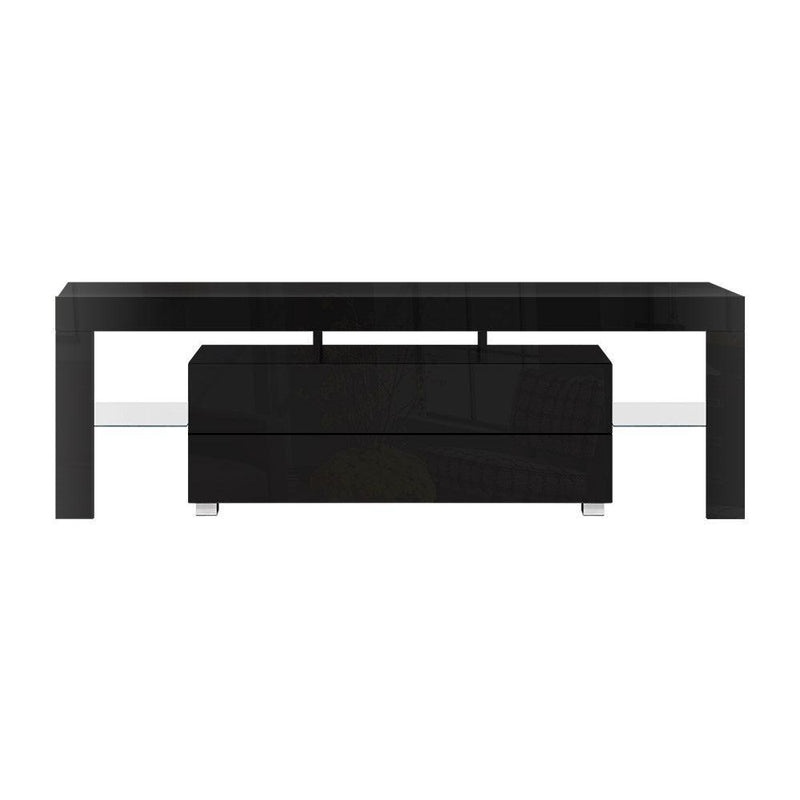 Artiss TV Cabinet Entertainment Unit Stand RGB LED Gloss Furniture 160cm Black - John Cootes