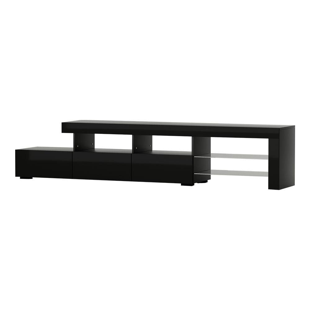 Artiss TV Cabinet Entertainment Unit Stand RGB LED Gloss Furniture 215cm Black - John Cootes