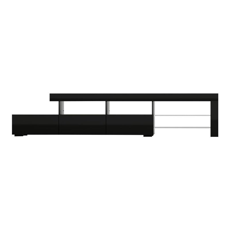 Artiss TV Cabinet Entertainment Unit Stand RGB LED Gloss Furniture 215cm Black - John Cootes
