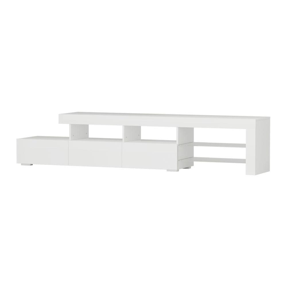 Artiss TV Cabinet Entertainment Unit Stand RGB LED Gloss Furniture 215cm White - John Cootes