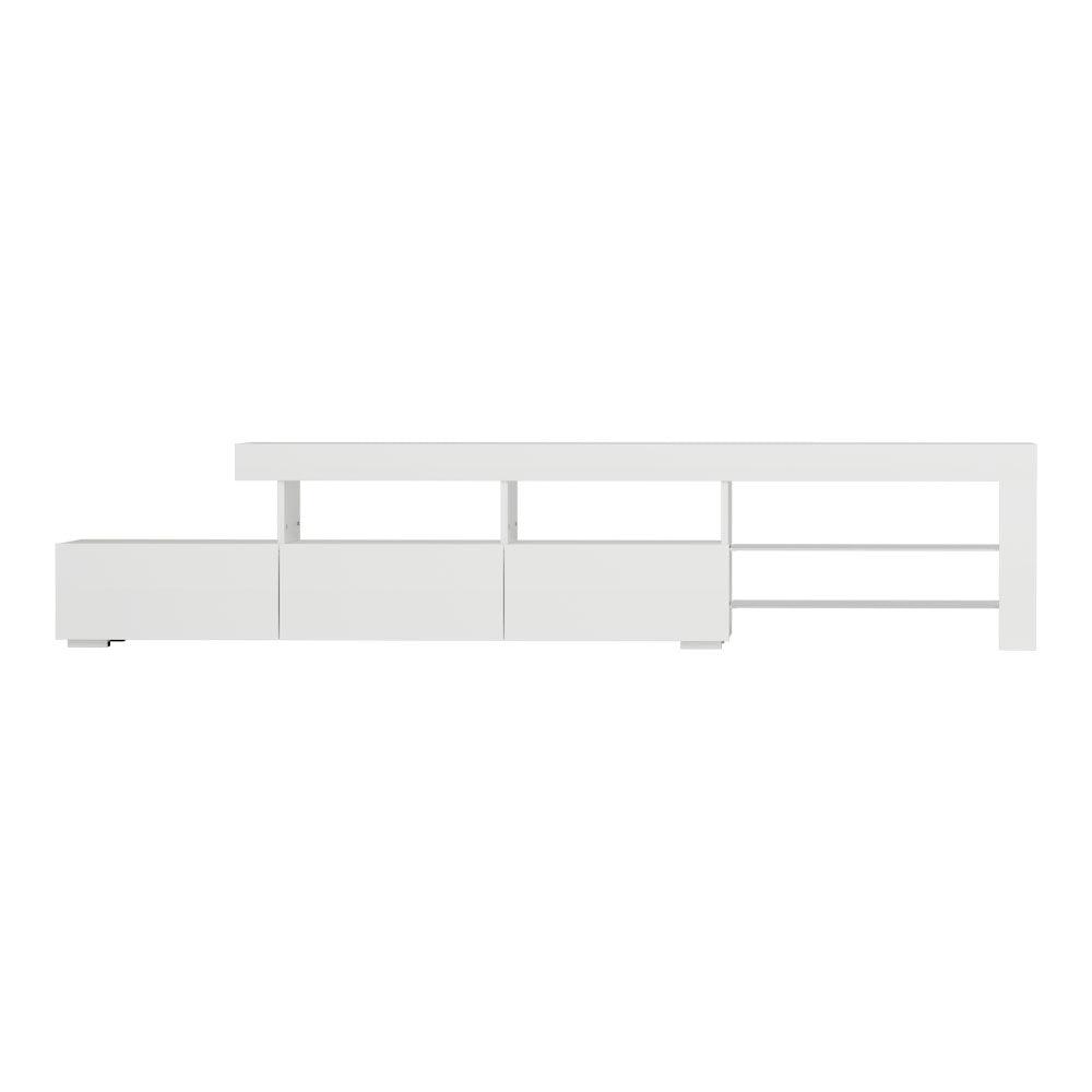 Artiss TV Cabinet Entertainment Unit Stand RGB LED Gloss Furniture 215cm White - John Cootes