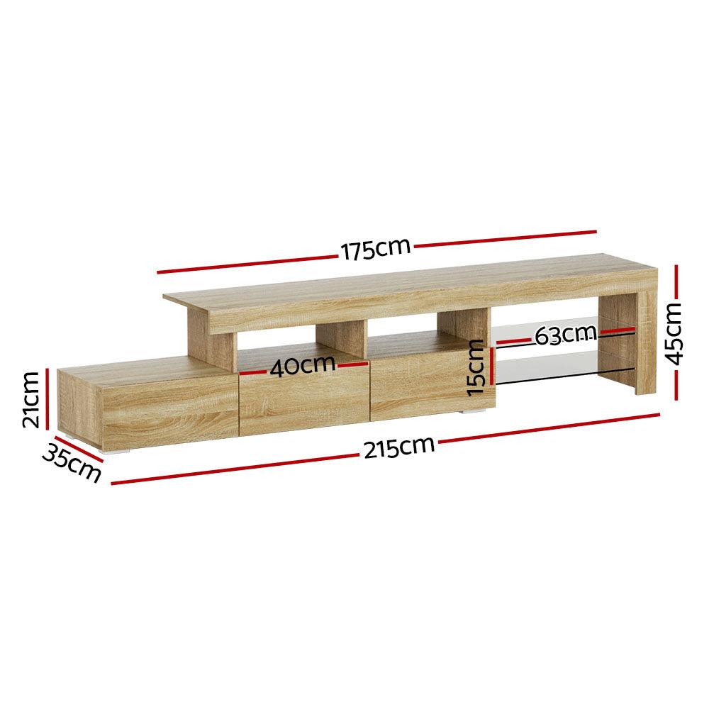 Artiss TV Cabinet Entertainment Unit Stand RGB LED Gloss Furniture 215cm Wood - John Cootes