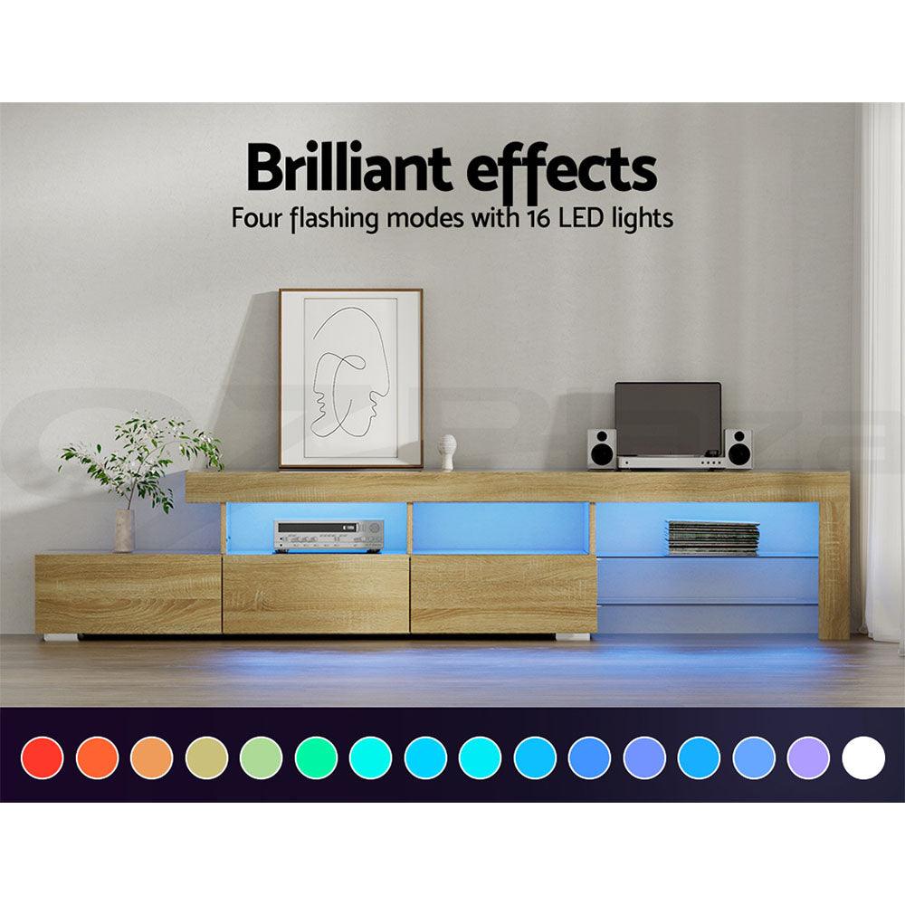 Artiss TV Cabinet Entertainment Unit Stand RGB LED Gloss Furniture 215cm Wood - John Cootes