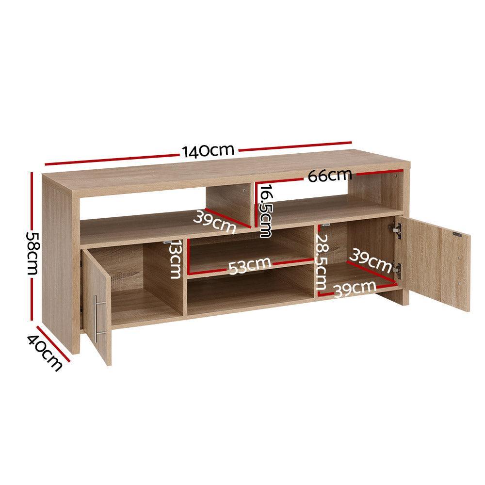 Artiss TV Cabinet Entertainment Unit Stand Storage Shelf Sideboard 140cm Oak - John Cootes