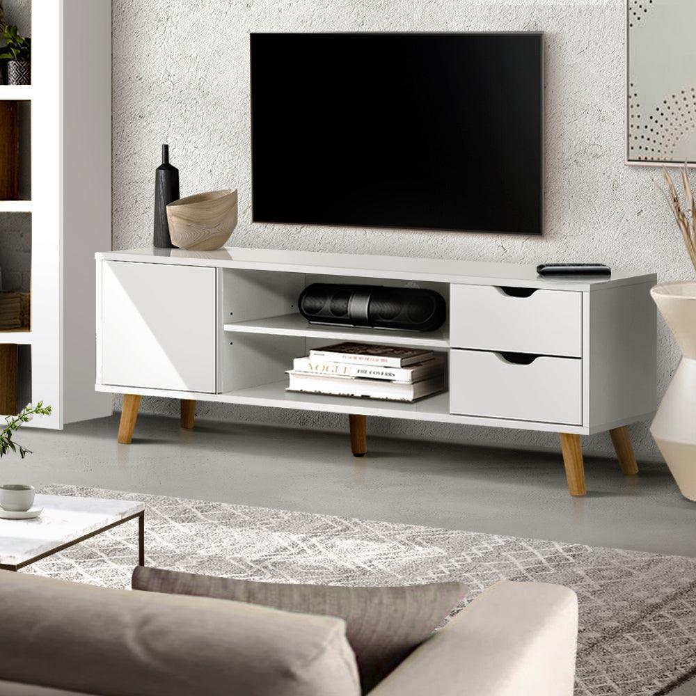 Artiss TV Cabinet Entertainment Unit Stand Wooden Scandinavian 120cm White - John Cootes