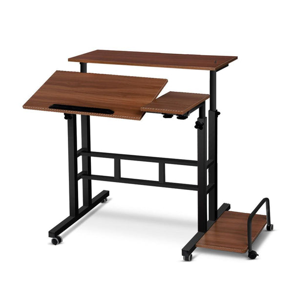 Artiss Twin Laptop Table Desk - Dark Wood - John Cootes