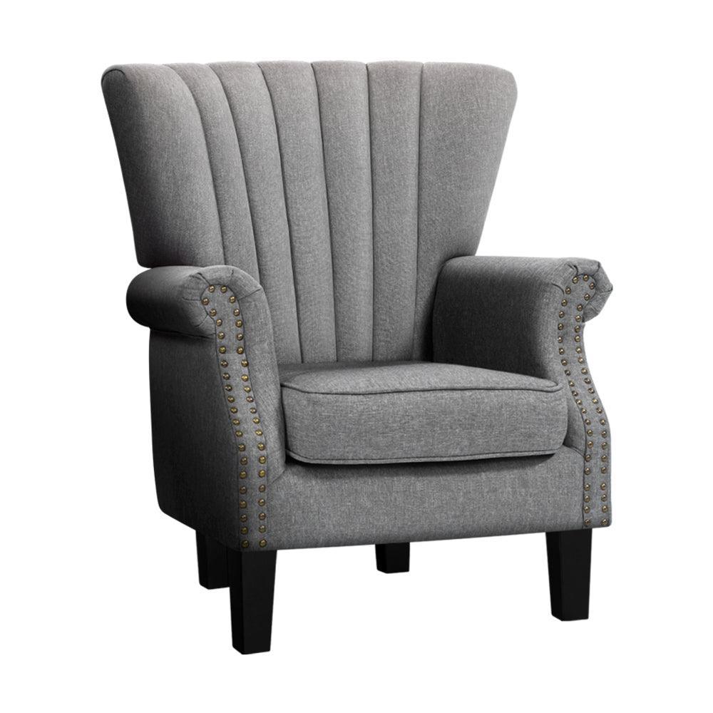 Artiss Upholstered Fabric Armchair Accent Tub Chairs Modern seat Sofa Lounge Grey - John Cootes