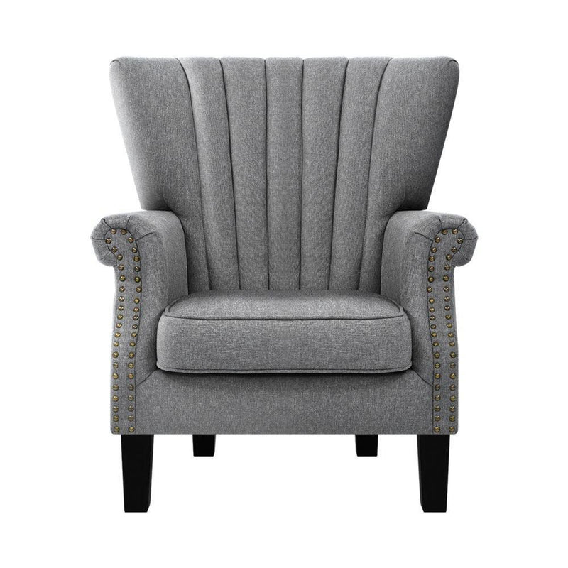 Artiss Upholstered Fabric Armchair Accent Tub Chairs Modern seat Sofa Lounge Grey - John Cootes