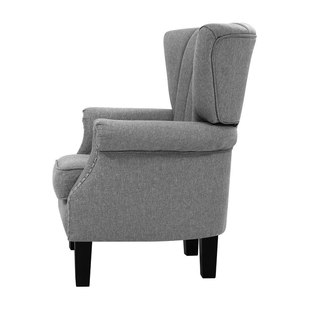 Artiss Upholstered Fabric Armchair Accent Tub Chairs Modern seat Sofa Lounge Grey - John Cootes