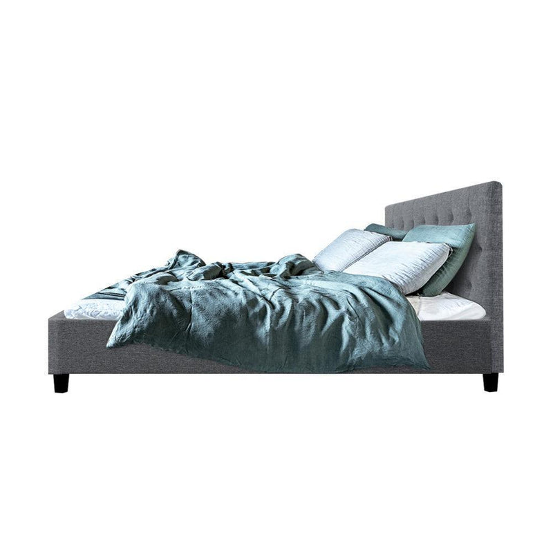 Artiss Vanke Bed Frame Fabric- Grey Double - John Cootes
