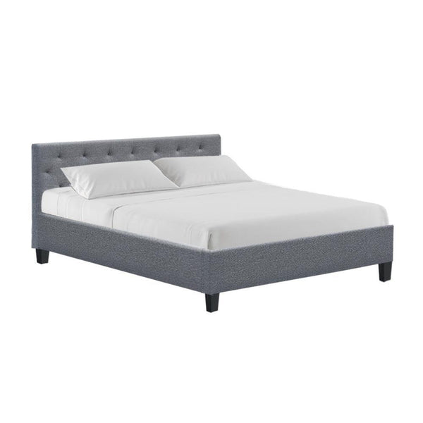 Artiss Vanke Bed Frame Fabric- Grey Queen - John Cootes